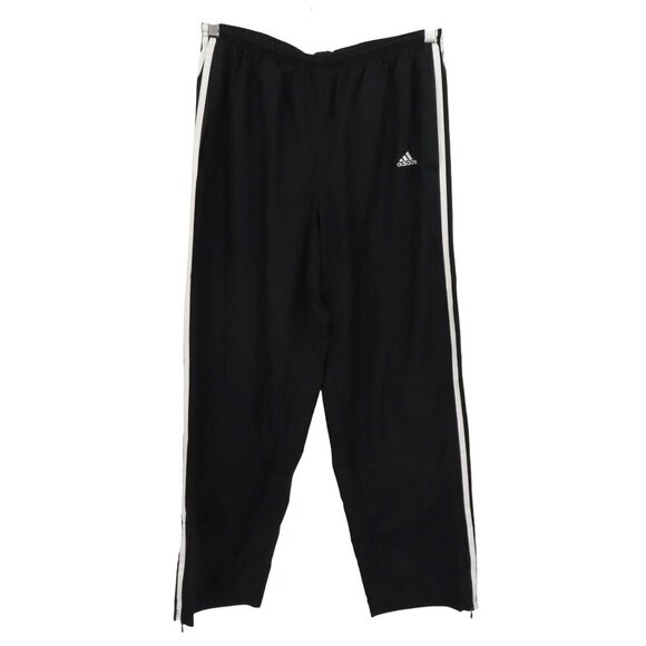 Adidas Womens Large Black Embroidered Logo 3 Stripe Track Pants Y2K Zipper Ankle - Picture 1 of 13